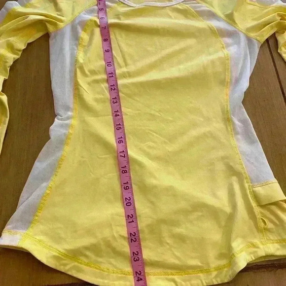 Lululemon Womens Crew Pullover Long sleeve yellow white netting activewear top 6 - Picture 12 of 13